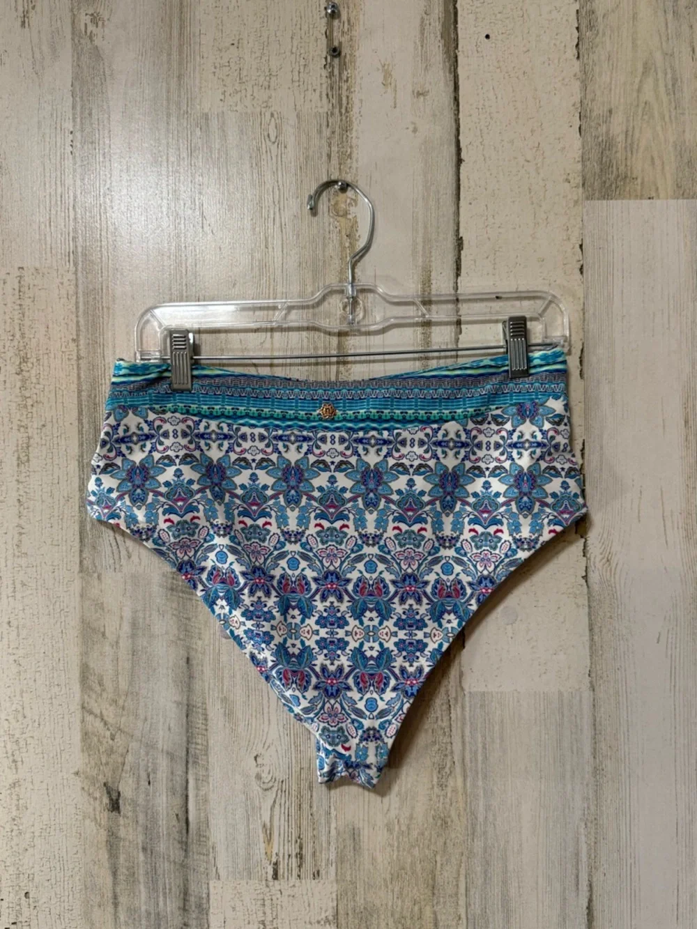 Nanette Lepore Belted Blue Pink Floral High-Waist Bikini Bottom